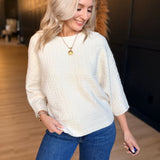 Relaxed Textured Pullover In Cream