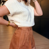 Tuscany Faux Sued Shorts In Camel