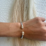 Two Tone Cable Pave Cap Bangle - Infinity Raine