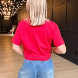 Relaxed Crop Tee In Samba Red