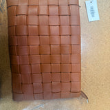 Faux Leather Basket Weave Hand Bag in Brown