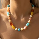 Marble Resin and Metallic Beads Necklace - Infinity Raine