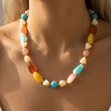 Marble Resin and Metallic Beads Necklace - Infinity Raine
