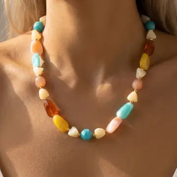 Marble Resin and Metallic Beads Necklace - Infinity Raine