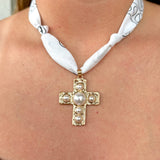 Abstract Pearl Pendant Scarf Necklace In Gold - Infinity Raine