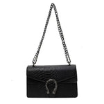 Faux Leather Chain Crossbody In Black - Infinity Raine