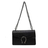 Faux Leather Chain Crossbody In Black - Infinity Raine