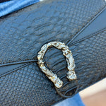 Faux Leather Chain Crossbody In Black - Infinity Raine