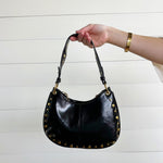 Trendy Studded Boston Shoulder Bag In Black - Infinity Raine