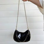 Trendy Studded Boston Shoulder Bag In Black - Infinity Raine