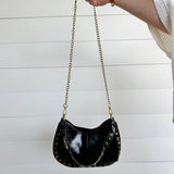 Trendy Studded Boston Shoulder Bag In Black - Infinity Raine