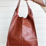 Vintage Faux Leather Tote Bag In Brown - Infinity Raine