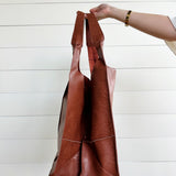 Vintage Faux Leather Tote Bag In Brown - Infinity Raine