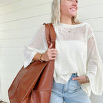 Vintage Faux Leather Tote Bag In Brown - Infinity Raine