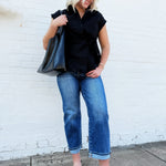 ACTIVE BASIC Tops - Blouses Dolman Sleeve Side Knot Poplin Top In Black
