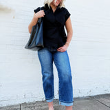 ACTIVE BASIC Tops - Blouses Dolman Sleeve Side Knot Poplin Top In Black