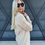 Stripe Gauze Button Down In Taupe - Infinity Raine