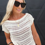 Adara Open Knit Sweater Vest In Cream - Infinity Raine