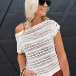 Adara Open Knit Sweater Vest In Cream - Infinity Raine