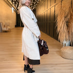 Adley Belted Wrap Coat In Beige - Infinity Raine