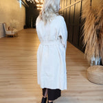 Adley Belted Wrap Coat In Beige - Infinity Raine