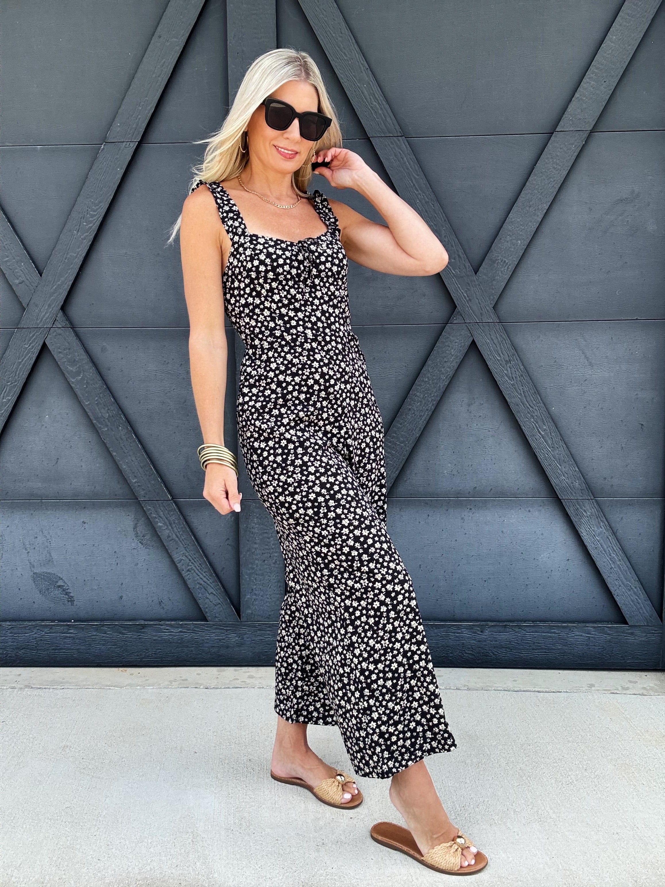 Brandis Floral Jumpsuit In Black - Infinity Raine