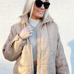 AEMI+CO Outerwear - Jackets & Coats Quilted Puffer Jacket In Oat
