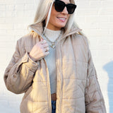 AEMI+CO Outerwear - Jackets & Coats Quilted Puffer Jacket In Oat