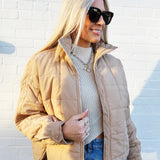 AEMI+CO Outerwear - Jackets & Coats Quilted Puffer Jacket In Oat