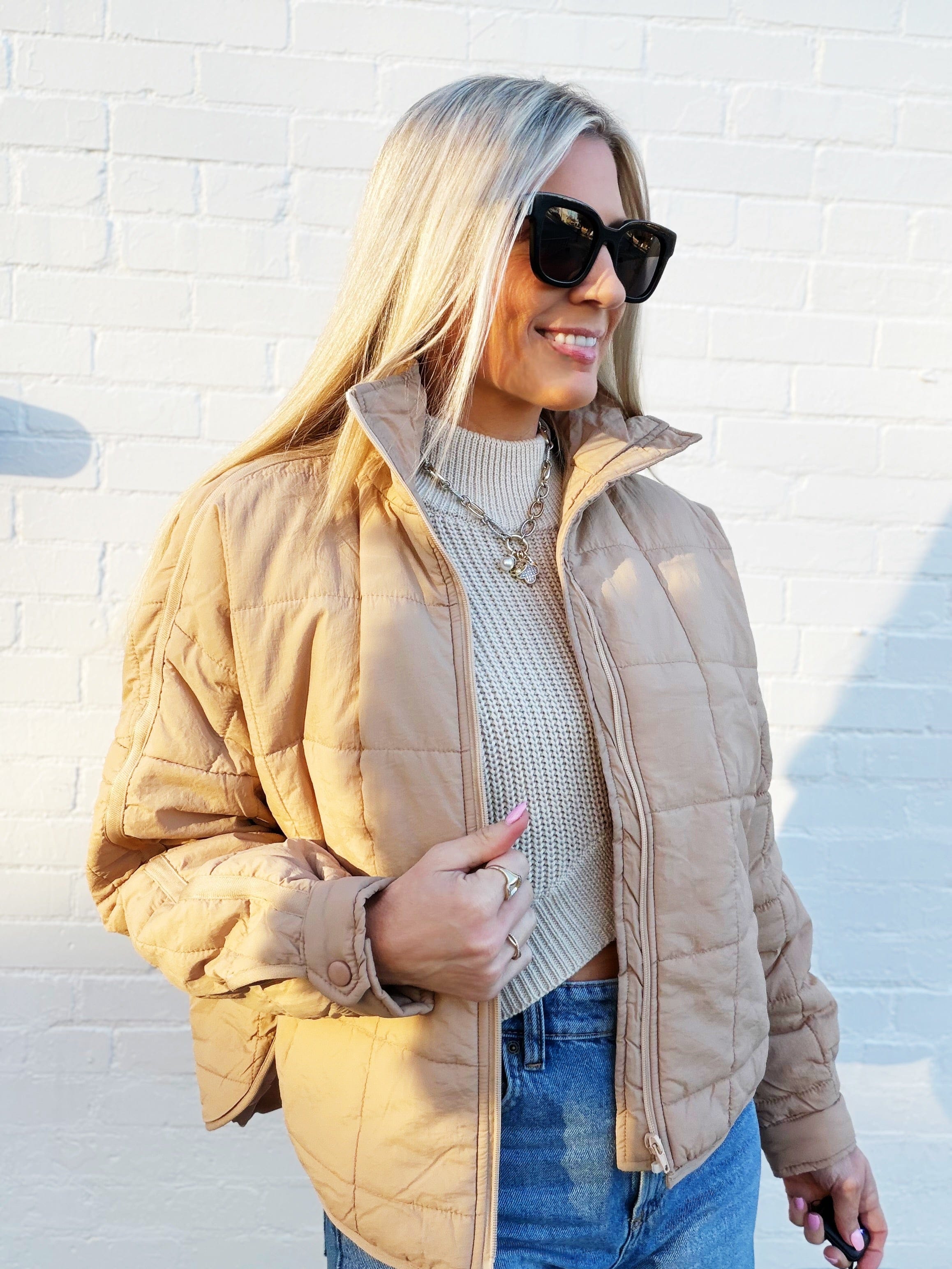 AEMI+CO Outerwear - Jackets & Coats Quilted Puffer Jacket In Oat