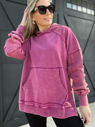 Deb Washed Hoodie-Berry - Infinity Raine