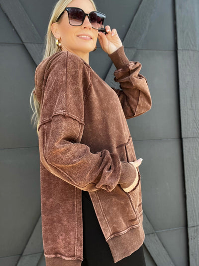Deb Washed Hoodie-Brown - Infinity Raine