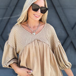 The Natalie Top In Oat - Infinity Raine
