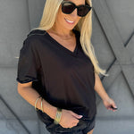 Ellin V-Neck Top In Black - Infinity Raine
