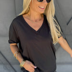 Ellin V-Neck Top In Black - Infinity Raine