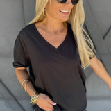 Ellin V-Neck Top In Black - Infinity Raine