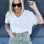 Ellin V-Neck Top White - Infinity Raine