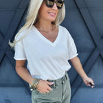Ellin V-Neck Top White - Infinity Raine