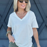 Ellin V-Neck Top White - Infinity Raine