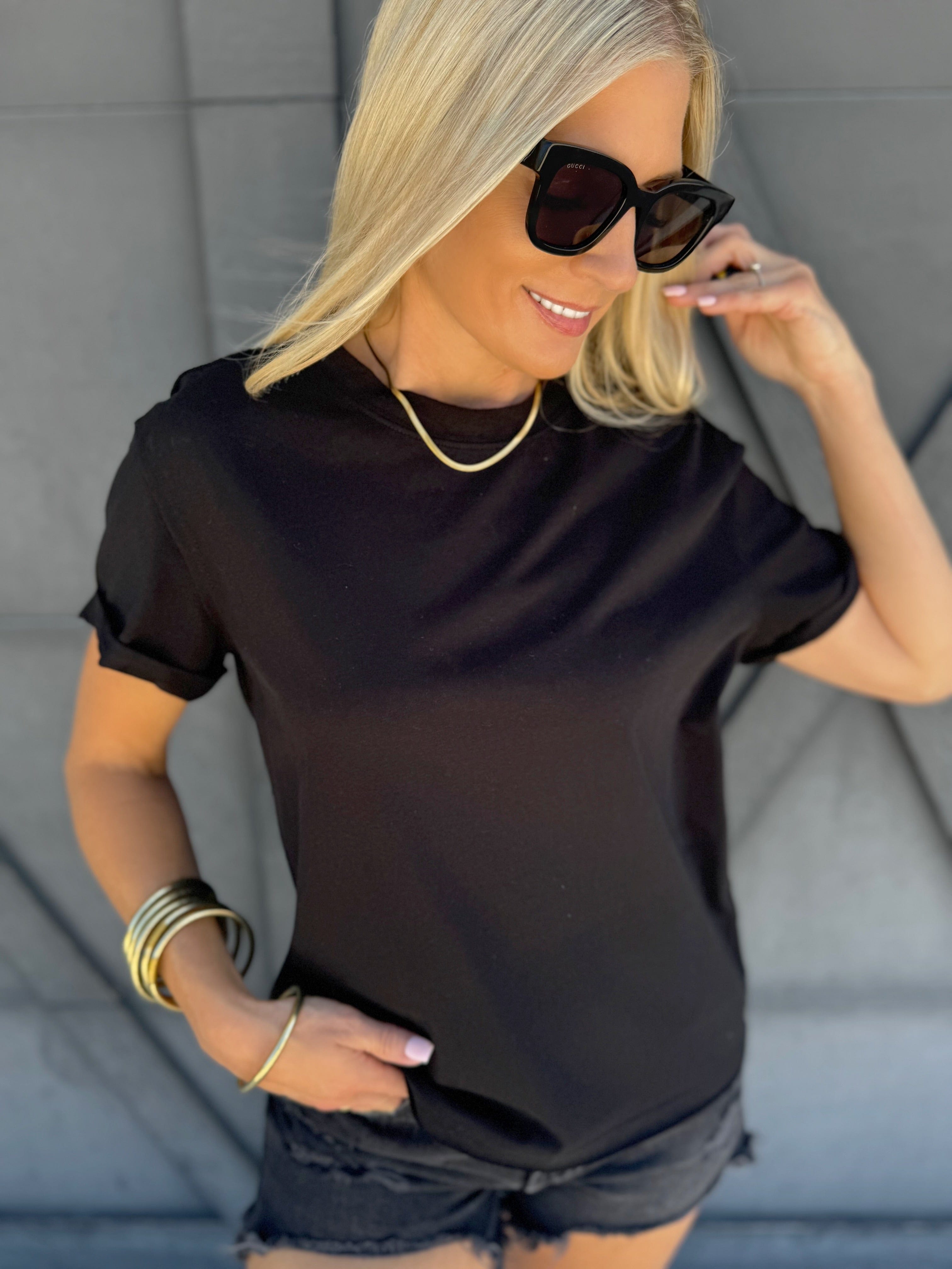 Mali Baby Tee Short Sleeve Top In Black - Infinity Raine