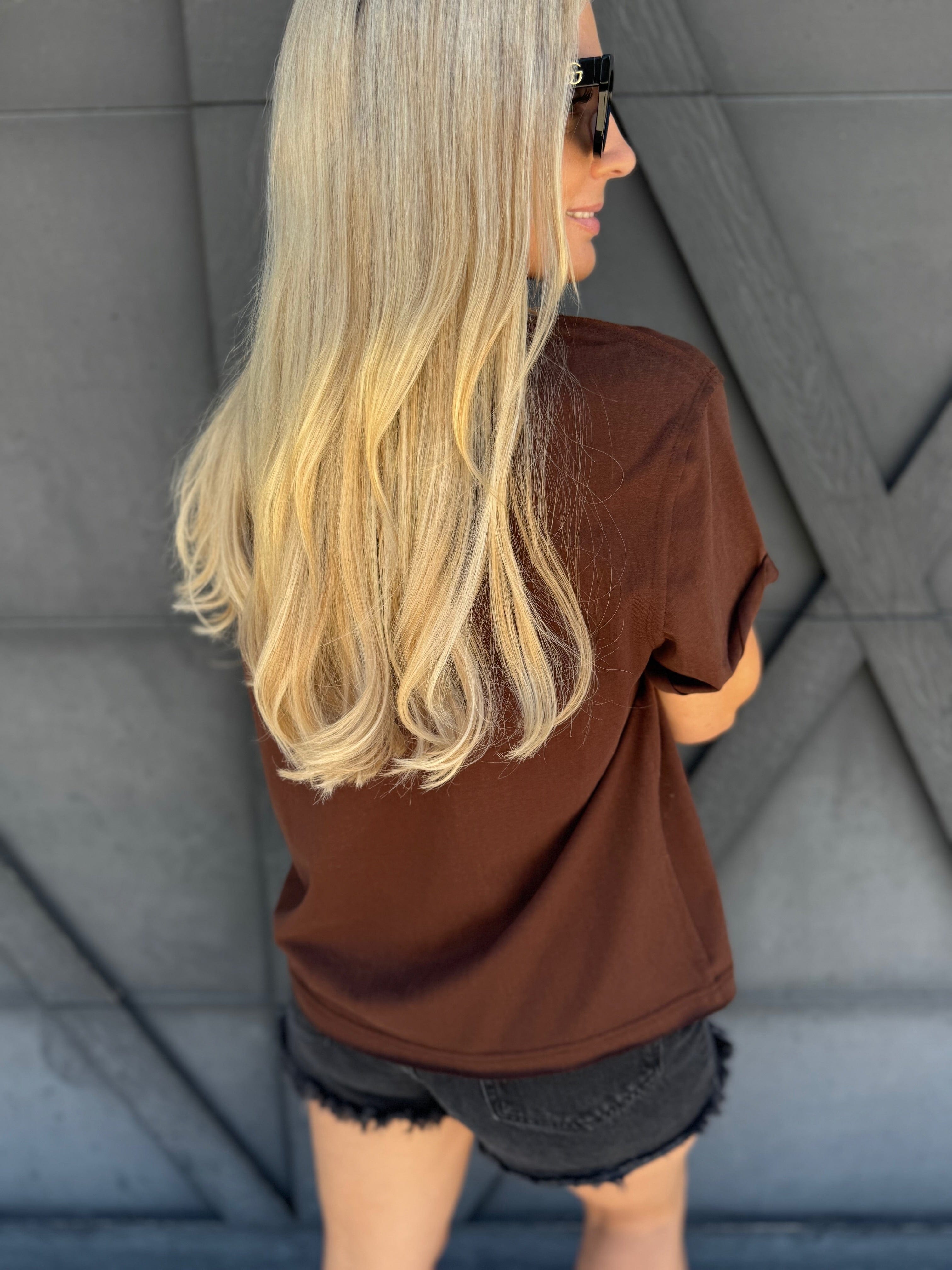 Mali Baby Tee Short Sleeve Top In Brown - Infinity Raine