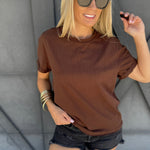 Mali Baby Tee Short Sleeve Top In Brown - Infinity Raine