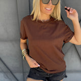 Mali Baby Tee Short Sleeve Top In Brown - Infinity Raine
