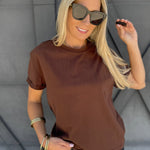Mali Baby Tee Short Sleeve Top In Brown - Infinity Raine