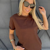 Mali Baby Tee Short Sleeve Top In Brown - Infinity Raine