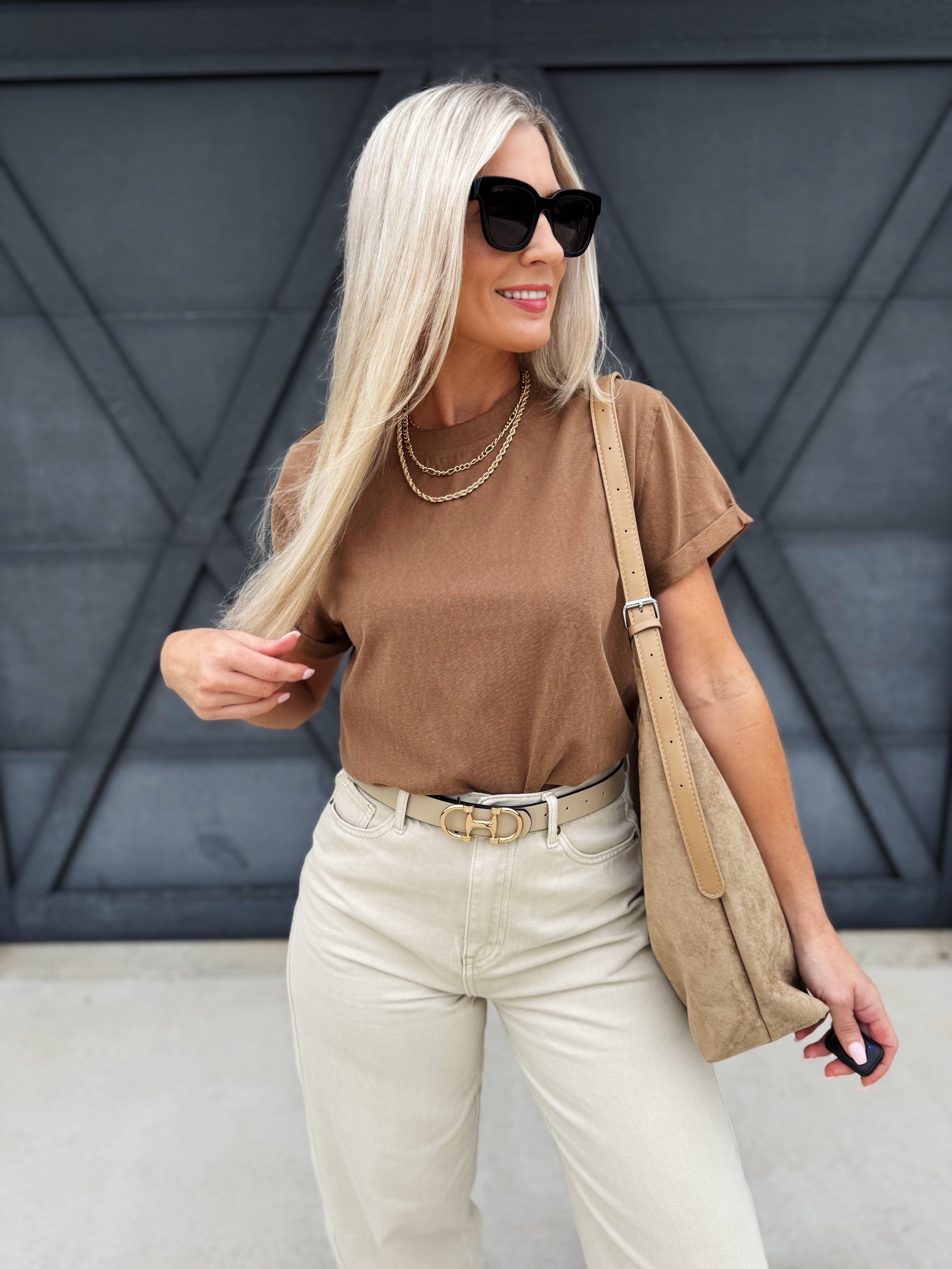 AEMI+CO Tops - Tees Mali Baby Tee Short Sleeve Top In Mocha