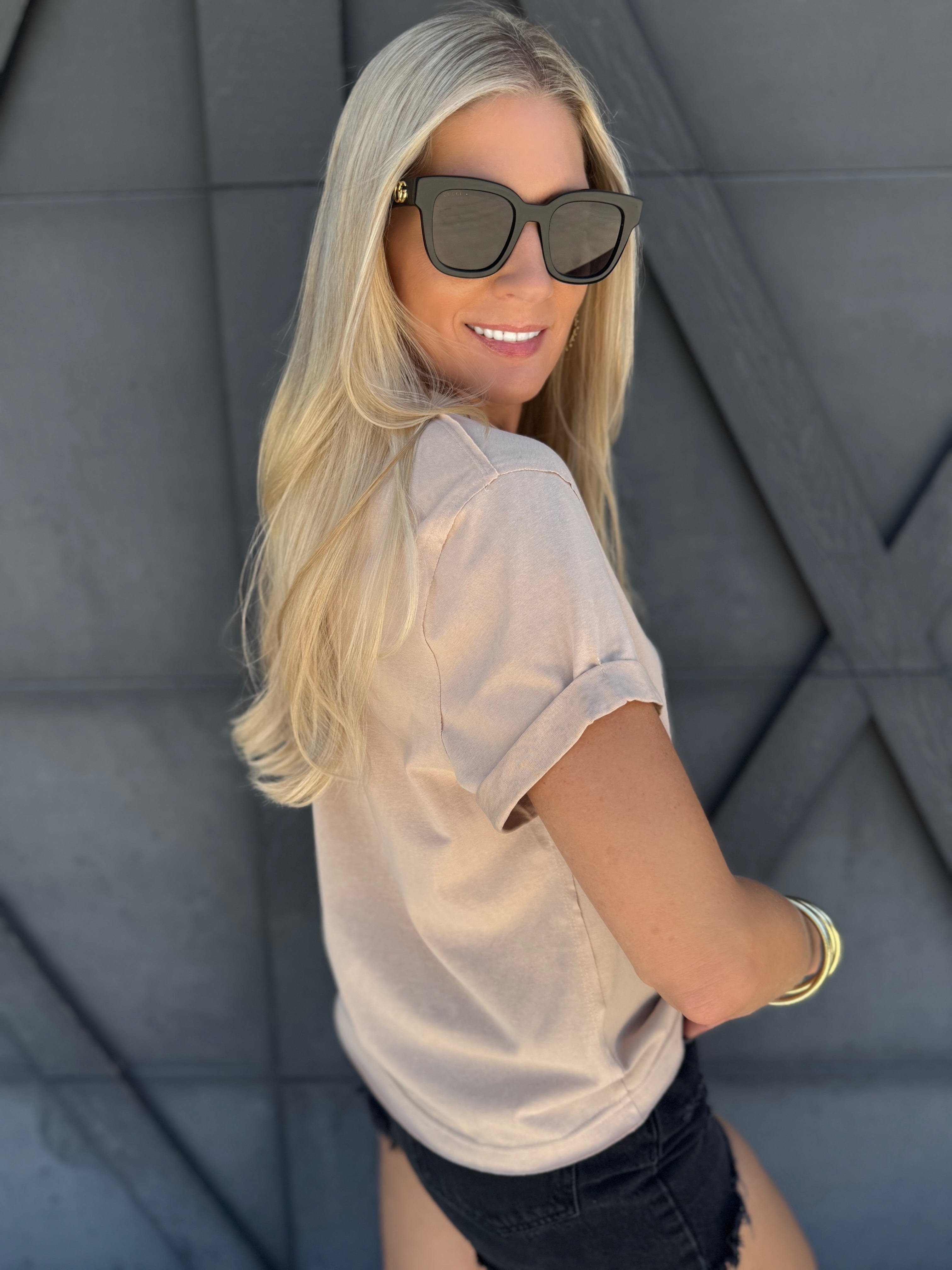 Mali Baby Tee Short Sleeve Top In Oat - Infinity Raine