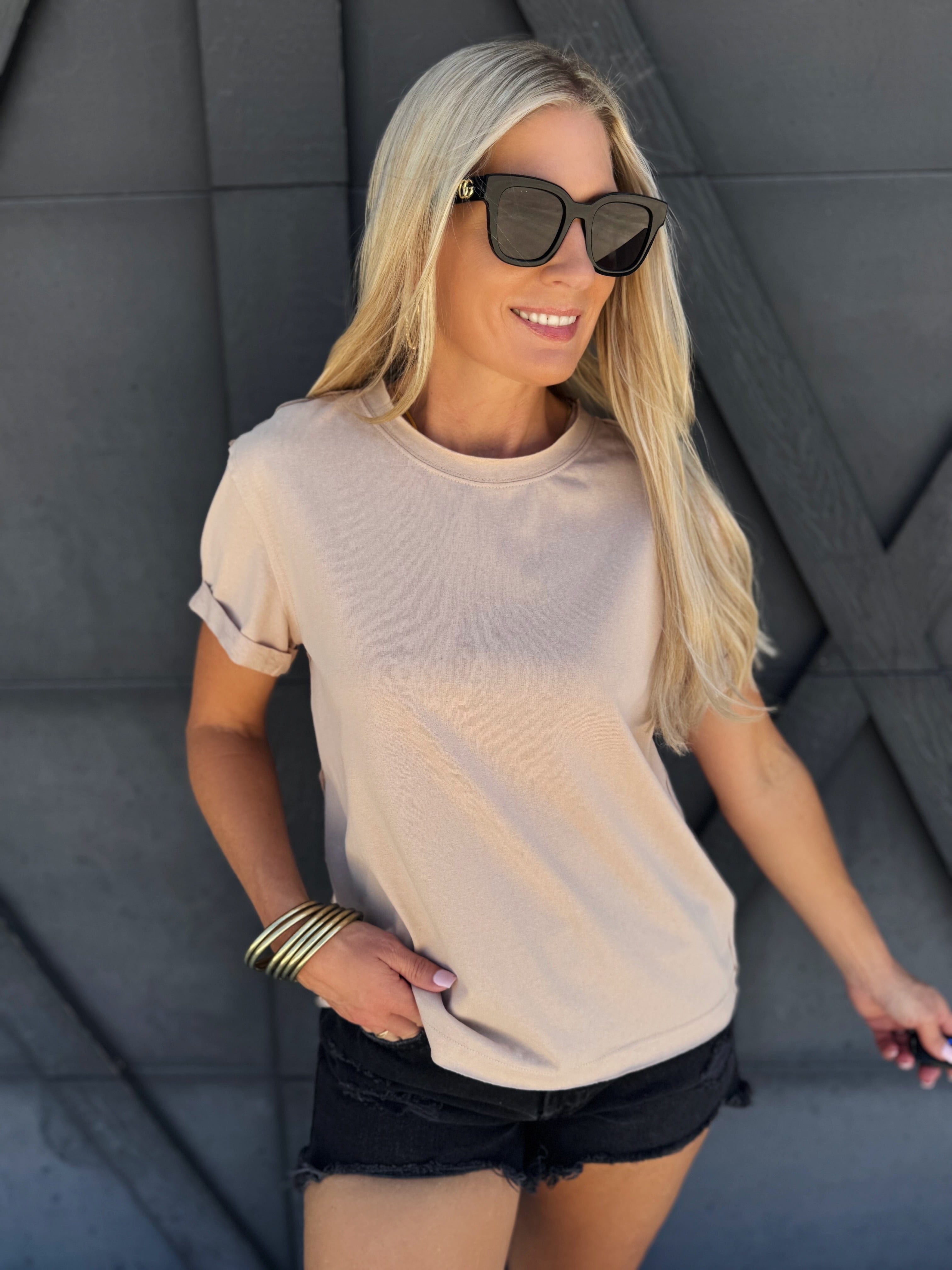 Mali Baby Tee Short Sleeve Top In Oat - Infinity Raine