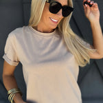 Mali Baby Tee Short Sleeve Top In Oat - Infinity Raine