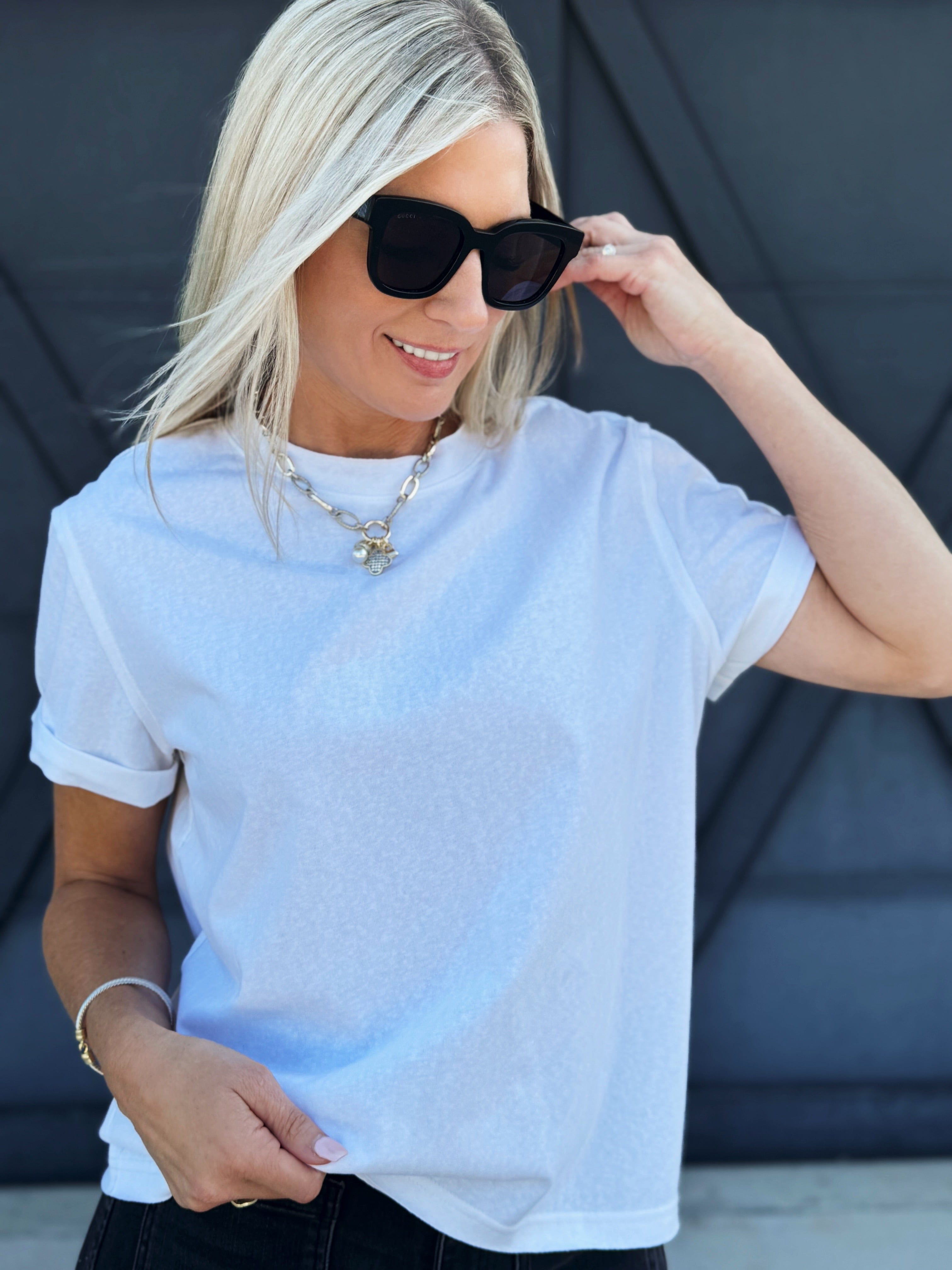 Mali Baby Tee Short Sleeve Top In White - Infinity Raine